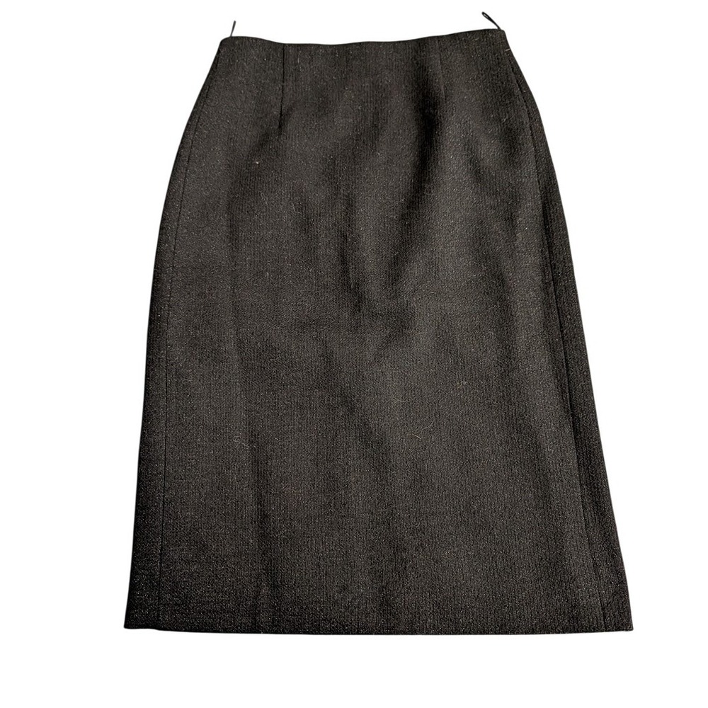 Moschino Wool Alpaca Blend Pencil Skirt Black Midi Slit Size USA 6